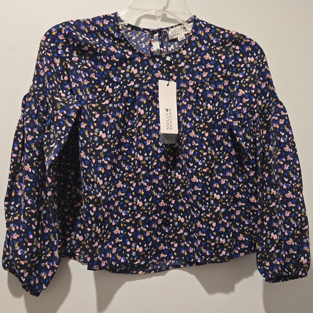 Molly Bracken Multicolor Long Sleeve floral‎ print blouse Size 10Y NEW